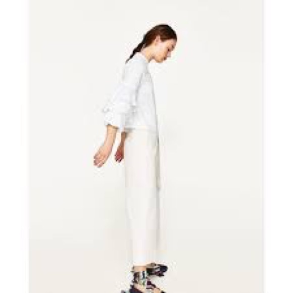 NWT Zara Tiered Ruffle Sleeve High Neck Blouse - Picture 3 of 7